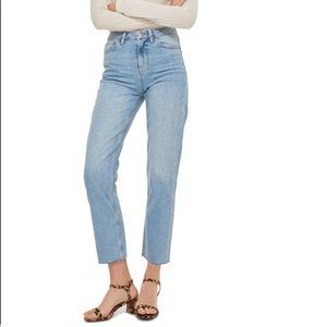 Topshop raw hem straight crop jeans